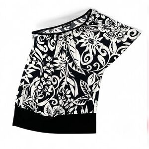 Seductions Black & White Floral One-Shoulder Top